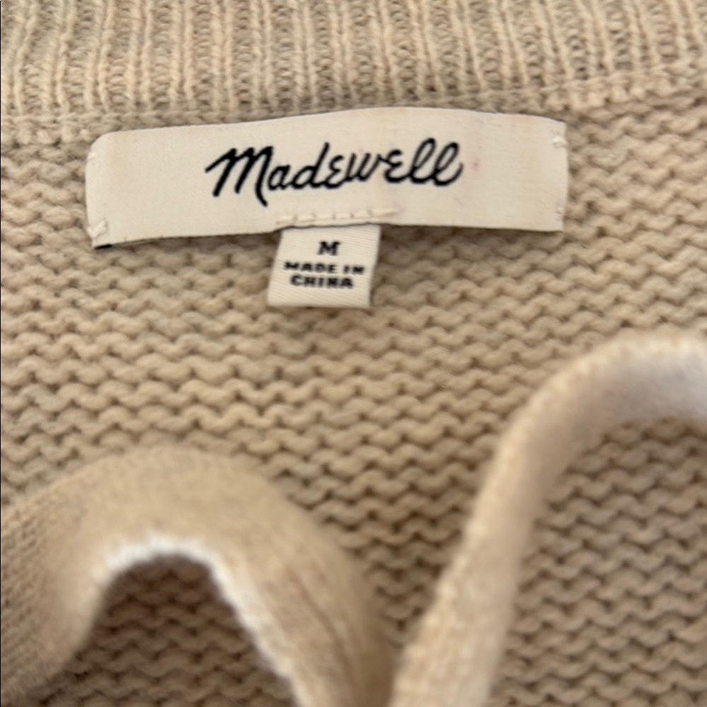 Madewell Cream Crew Neck Long Sleeve Sweater Dress - Picture 8 of 9